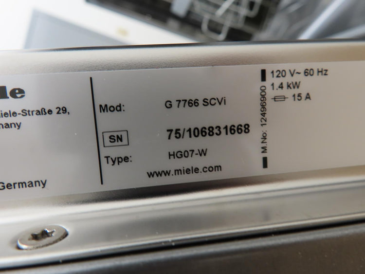 Miele G77xx Series G7766SCVI 24" Builtin Panel Ready Fully Integrated Dishwasher